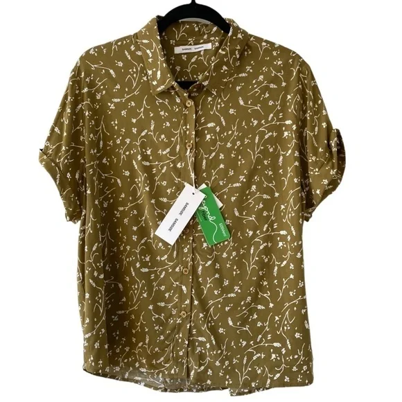 Samsoe Samsoe Camisa Majan Blouse Top NWT in Feuilles Khaki - Picture 3 of 11
